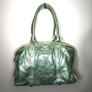 Michael Kors Green Metallic Handbag Reptilian Pattern NWOT